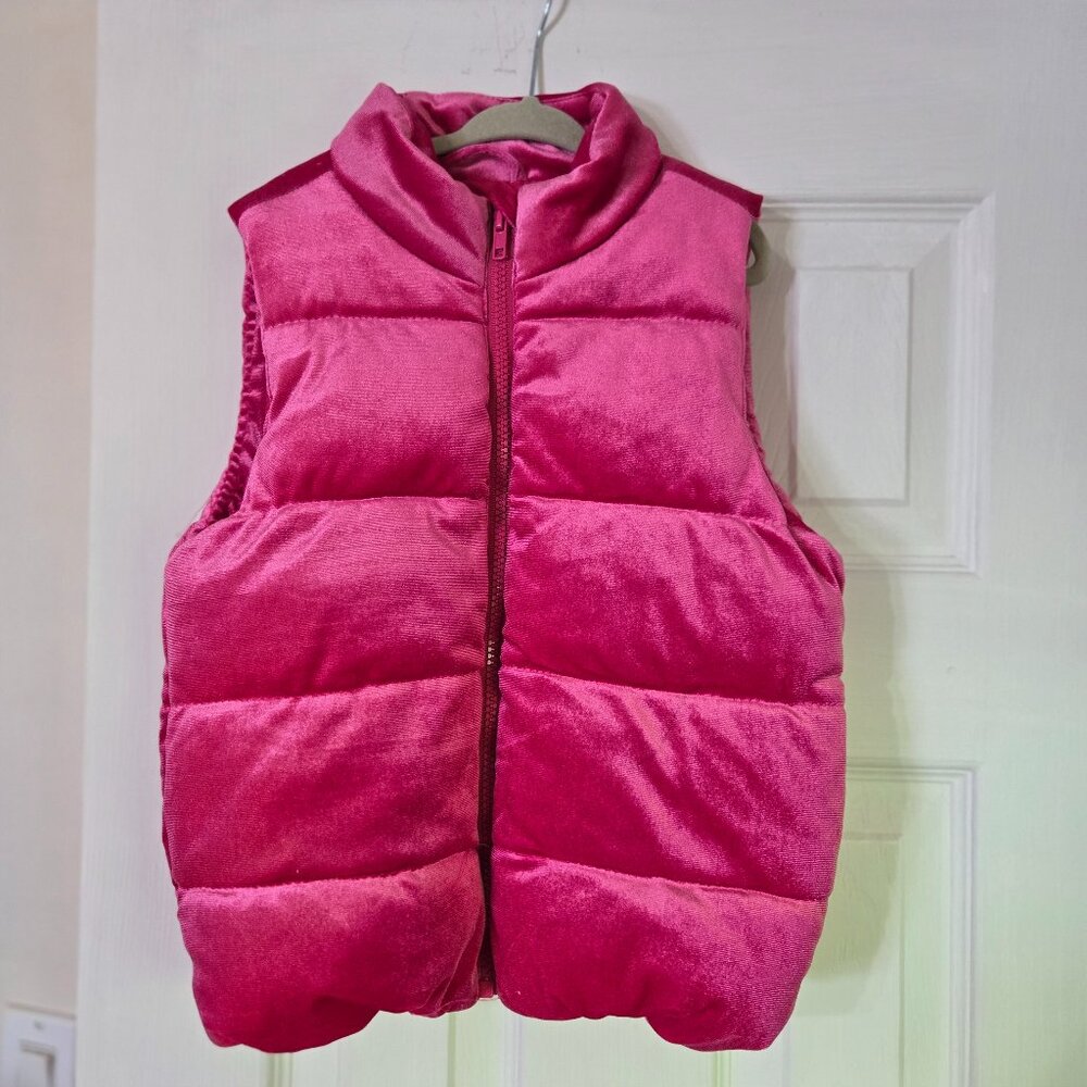 Kids Velvet Puffer Vest Pink - Size M (7-8)